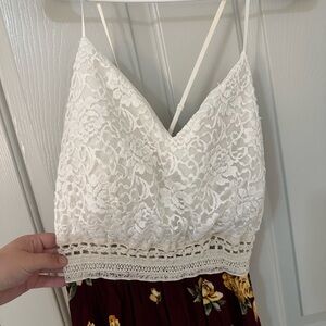 Burgundy Floral Sleeveless Dress